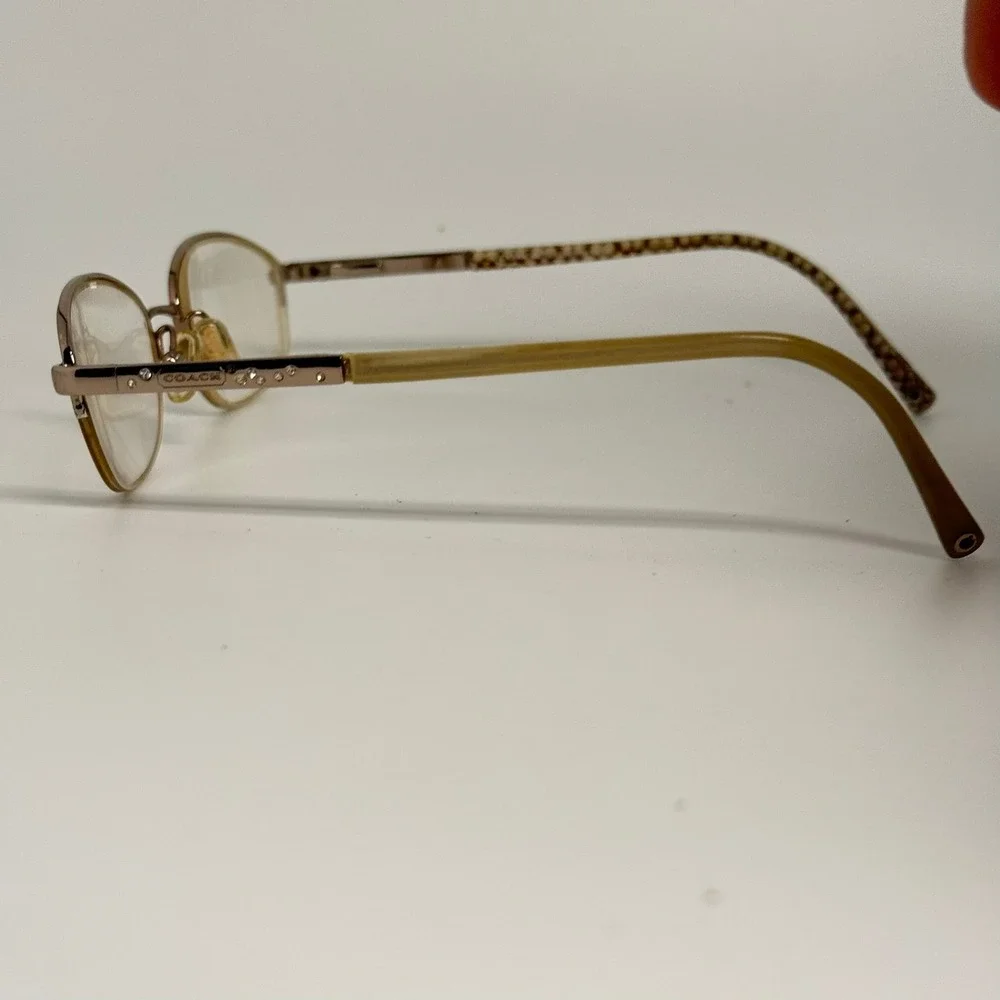 Coach Faye 118 Taupe Oval Eyeglasses Frames Crystal Logo Monogram 135